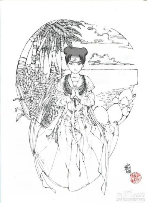《火影忍者》角色遇上中国古风 鸣人帅呆雏田温婉