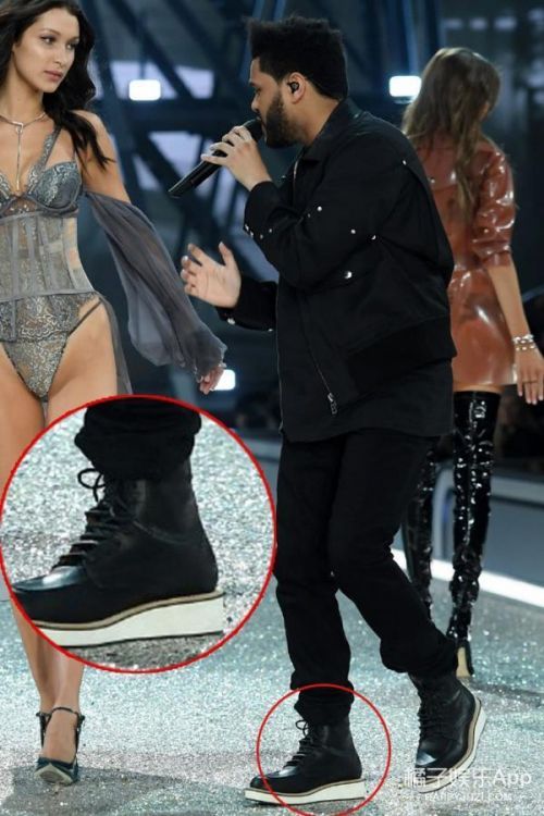 维秘三位歌手人手一双恨天高,却还够不着模特的脖子