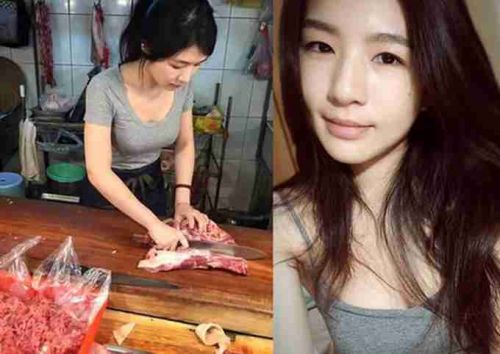 美女卖猪肉爆红 男生：“猪肉西施”长的是大家喜欢的“初恋脸”