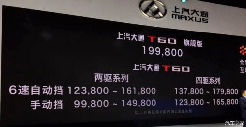 2016广州车展：上汽大通T60售9.98万起